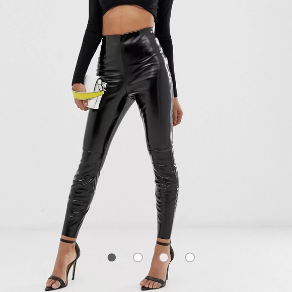 ASOS Black PVC pants size 2 - Picture 1 of 8